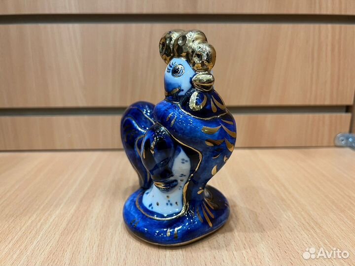 Статуэтка петушок гжель в золоте
