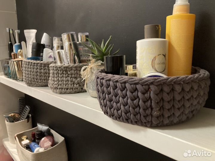 Вязаные корзинки для дома