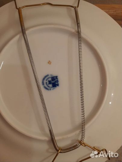 Большая настенная тарелка Чехословакия кобальт