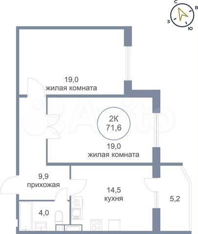 2-к. квартира, 71,6 м², 12/17 эт.