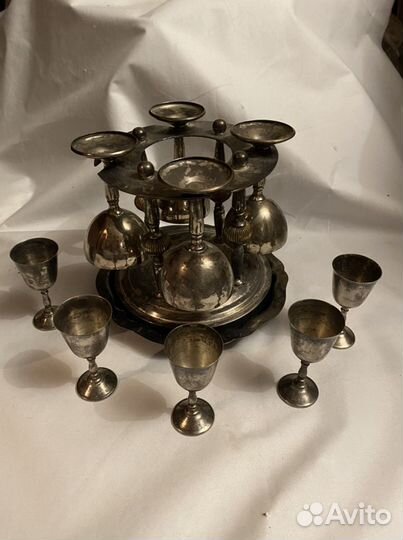 Набор бокалов и стопок мельхиор винтаж