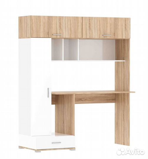 Стол компьютерный с пеналом Дуб сонома/Белый