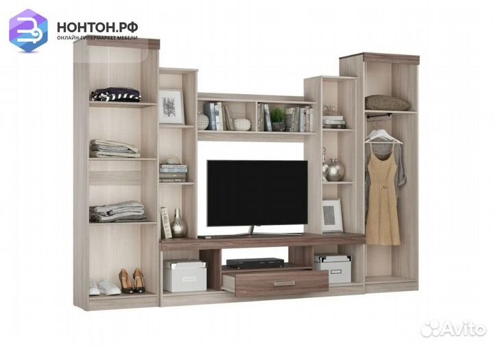 Стенка Атлантида-2Б ясень шимо светлый / ясень шим