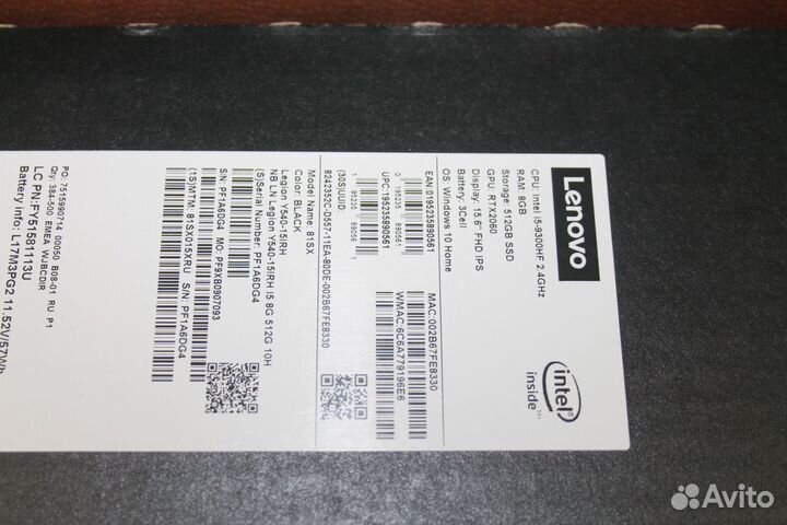 Lenovo Legion Y540 i5 8GB RTX 2060 6GB 144Hz