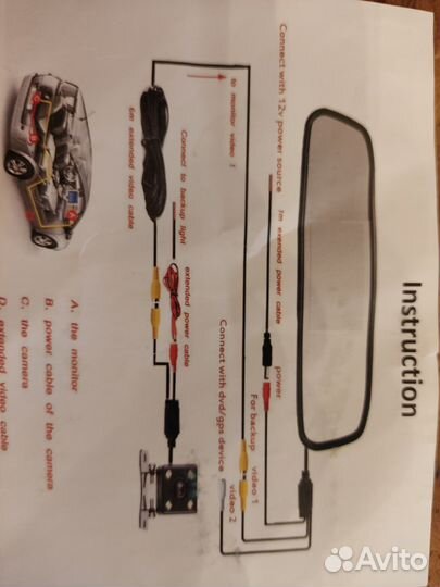 Камера заднего вида с монитором в зеркале