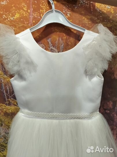 Платье для девочки белое 128-134