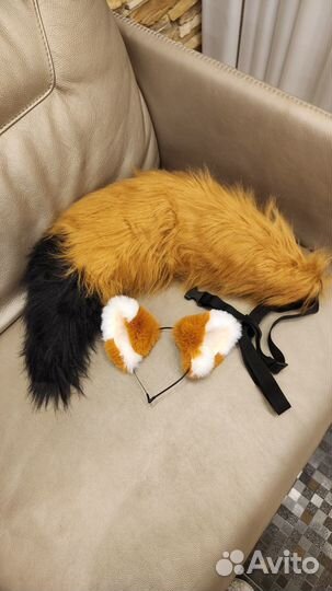 Лисьий хвост для косплея 70см +ушки