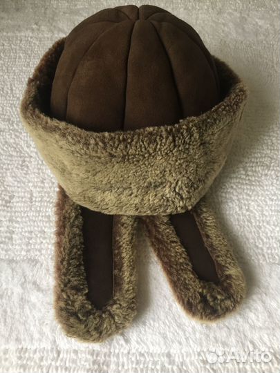 Шапка для девочки овчина и кожа