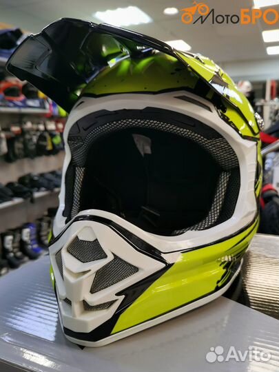 Шлем мото кроссовый hizer B6195 black/yellow