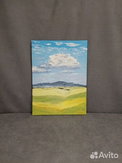 Картина на холсте Зеленые просторы, ручная работа