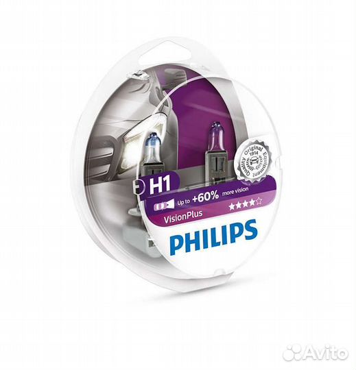 Лампа галогенная philips H1 Vision Plus 12V 55W, 2