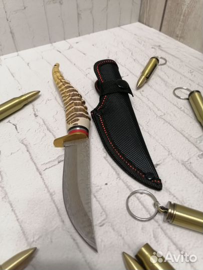 Нож Дамаск рог