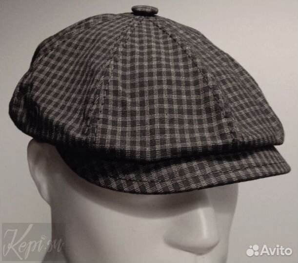 Кепка летняя лен, клетчатая восьмиклинка новая