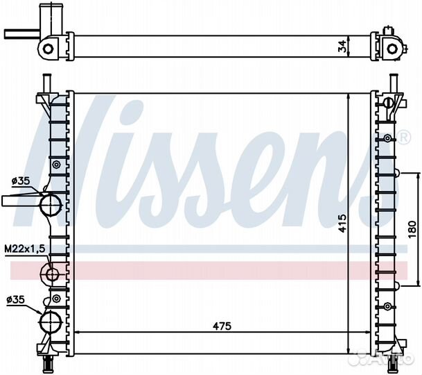 Радиатор охлаждения двс fiat brava (1995) 1.4