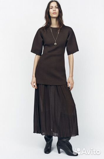 Zara New платье с плиссировкой новая коллекция