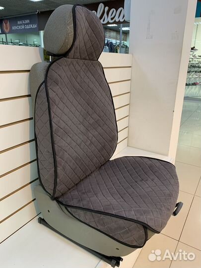 Накидки на сиденья алькантара с боками серые пара