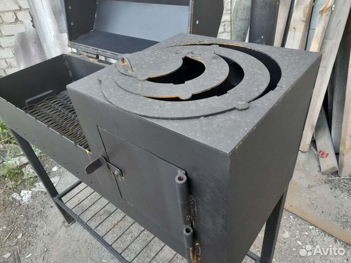 Мангал с печью и барбекю 3 мм усилен