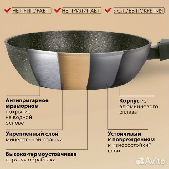 Сковорода глубокая Amber 24 см (x-0790)