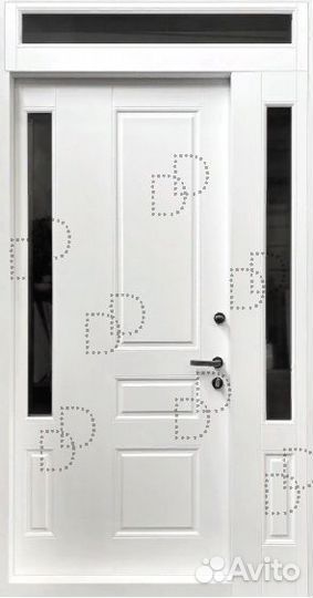 Уличная металлическая дверь с фрамугой DD-112