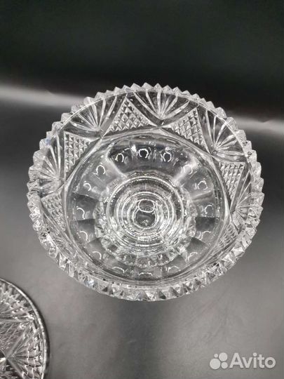 Конфетница с крышкой Бонбоньерка Хрусталь СССР