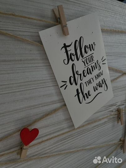 Панно для фотографий с зажимами фоторамка 60*40