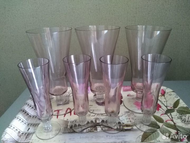 Фужеры и рюмки марганцевое стекло конец 70-тых