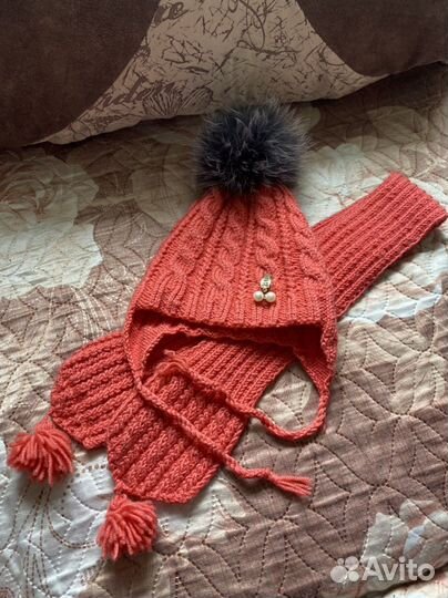 Комплект шапка, шарф для девочки