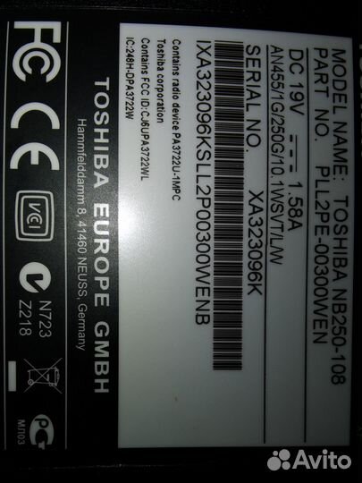 Нетбук Toshiba N250-108