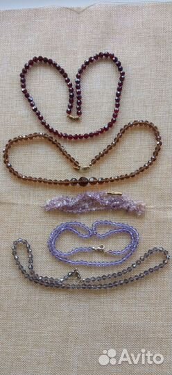 Бусы времен СССР чешское стекло, минералы