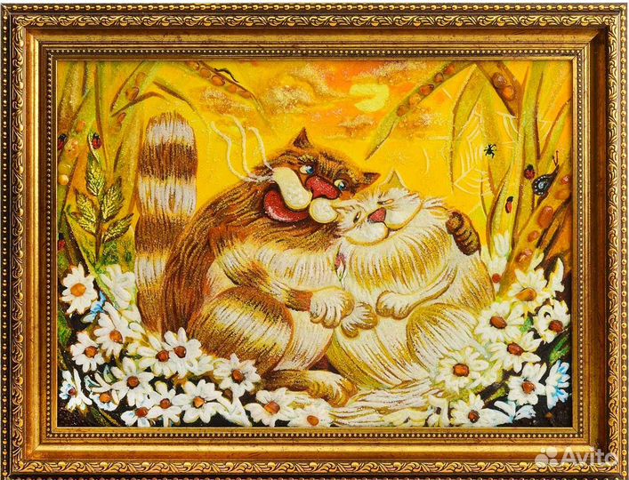 Картина из янтаря с котами - Любовь Array