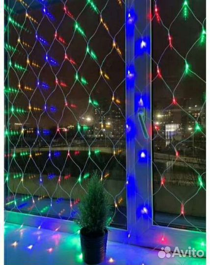 Светодиодная гирлянда эра-занавес,нить,мишура