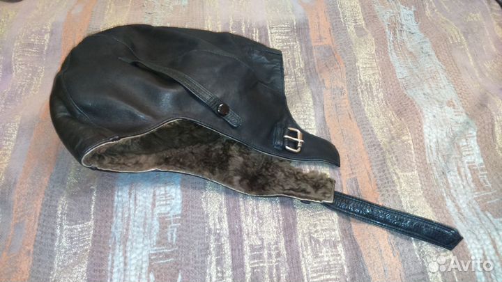 Шлем летно-десантный зимний кожа мех СССР