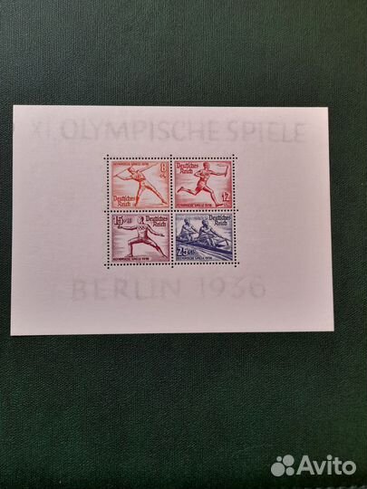Почтовый блок Германия 1936 год