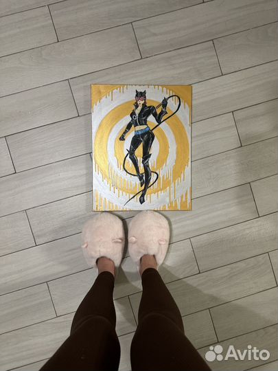 Картина женщина кошка