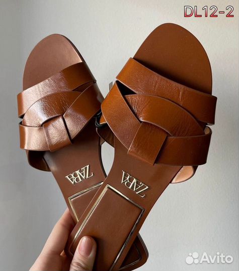 Тапочки zara натуральная кожа