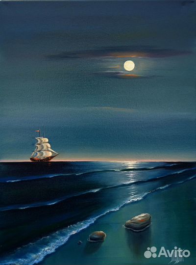 Картина Лунная ночь на море