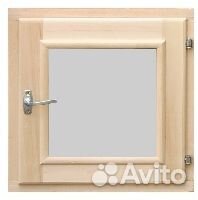 Окно для бани 30х30 с ручкой (стеклопакет,липа)