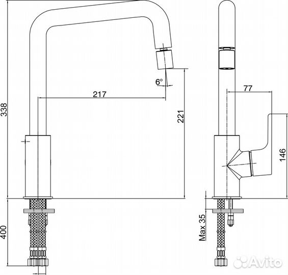 Смеситель для кухни E.C.A. 102118044ex Хром