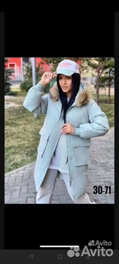 Пуховик женский хаки