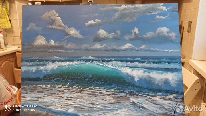 Картина маслом Прозрачная волна