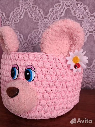 Корзинка розовый Мишка