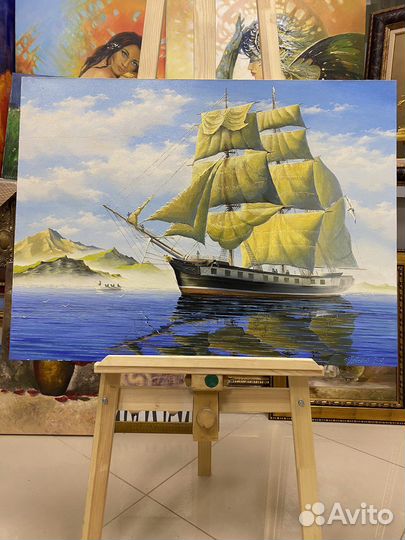 Картина маслом на холсте«Корвет Калипсо»80x60