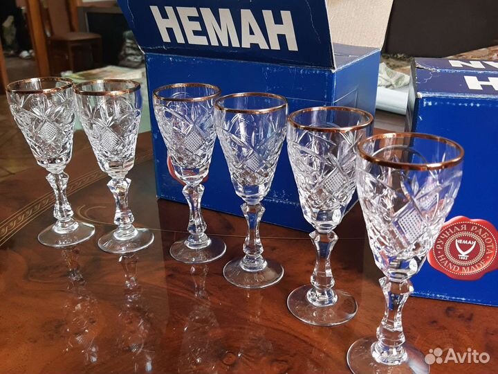 Бокалы красного вина 4шт. Герм Рюмки Чешские 6шт