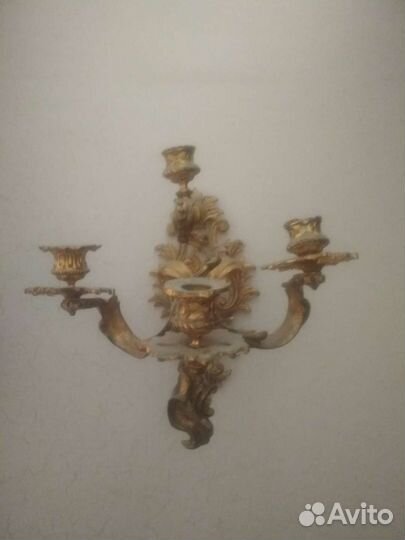 Старинный бронзовый подсвечник