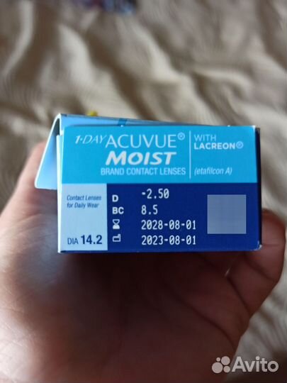 Линзы acuvue moist -2. 5 однодневные