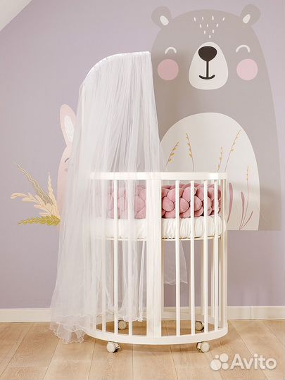 Кроватка-трансформер для новорожденных 0+ из бука