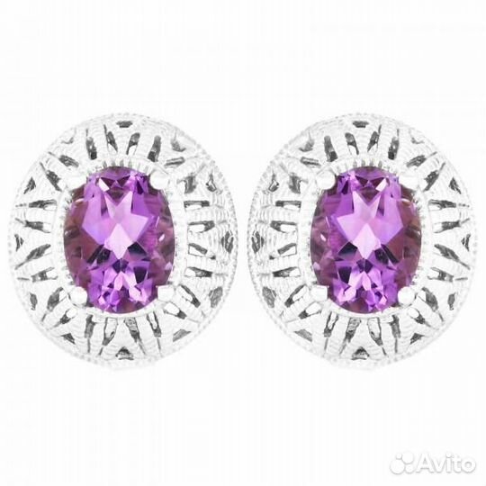 Серьги серебро аметист С364