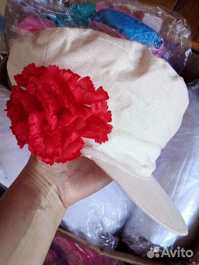 Картуз детский русский народный, кепка с цветком