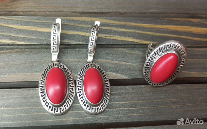 Комплект серьги и кольцо