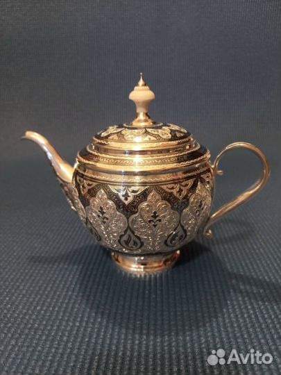 Серебряный заварочный чайник Кубачи на 500 млл